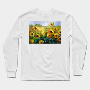 Sunflowers in the wind Long Sleeve T-Shirt